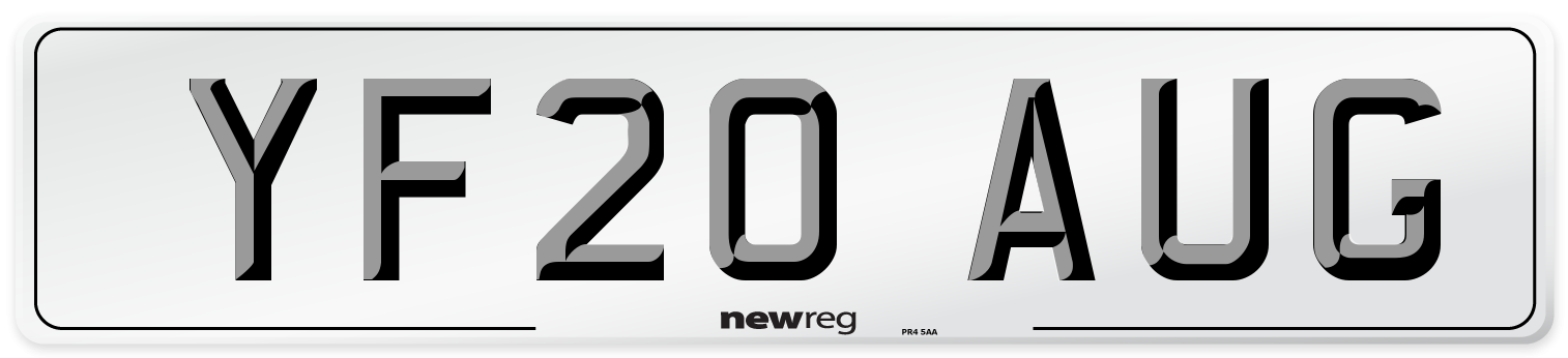 YF20 AUG Number Plate from New Reg